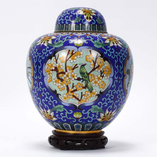 Appraisal: Large Chinese cloisonne bronze ginger jar with The Four Gentlemen