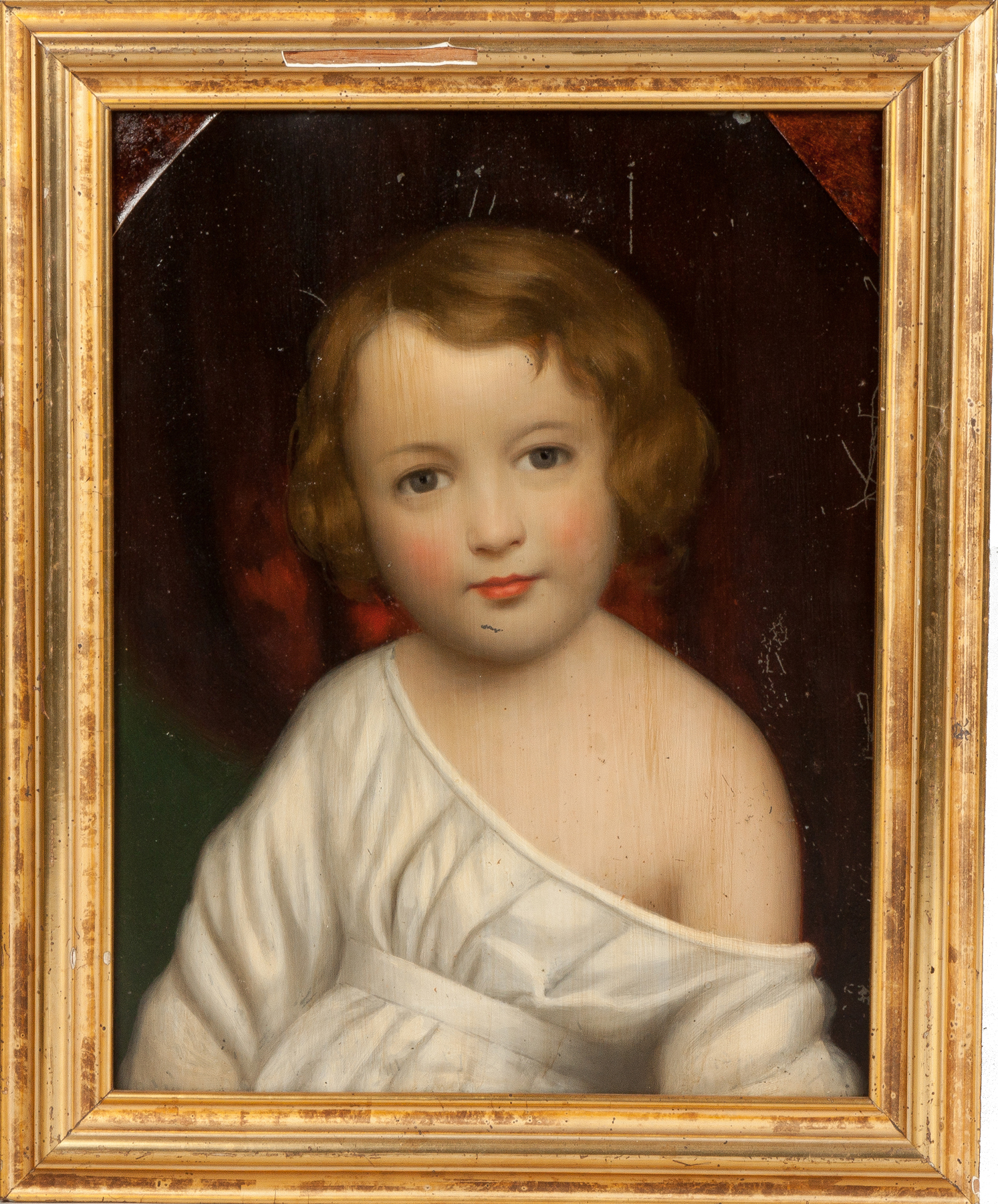 Appraisal: Portrait of a young girl th cent Oil on tin