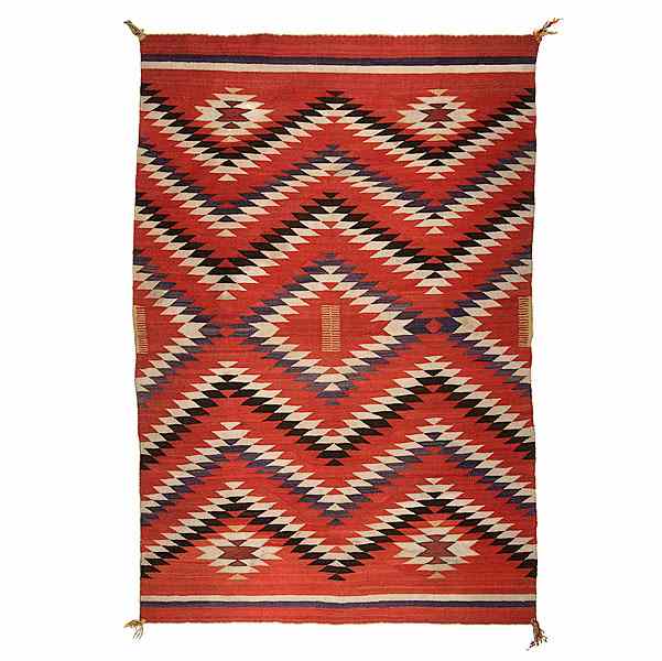 Appraisal: Navajo Transitional Eyedazzler Weaving hand-spun wool finely woven using colors