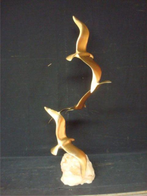 Appraisal: JERE Curtis Mid Century bronze sculpture of gulls signed CJERE