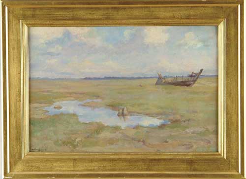 Appraisal: WILTON ROBERT LOCKWOOD American - NORMANDY MARSH WITH BOAT Fine