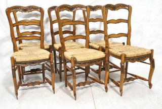 Appraisal: Set Carved French Dining Chairs Thick woven ru Set Carved