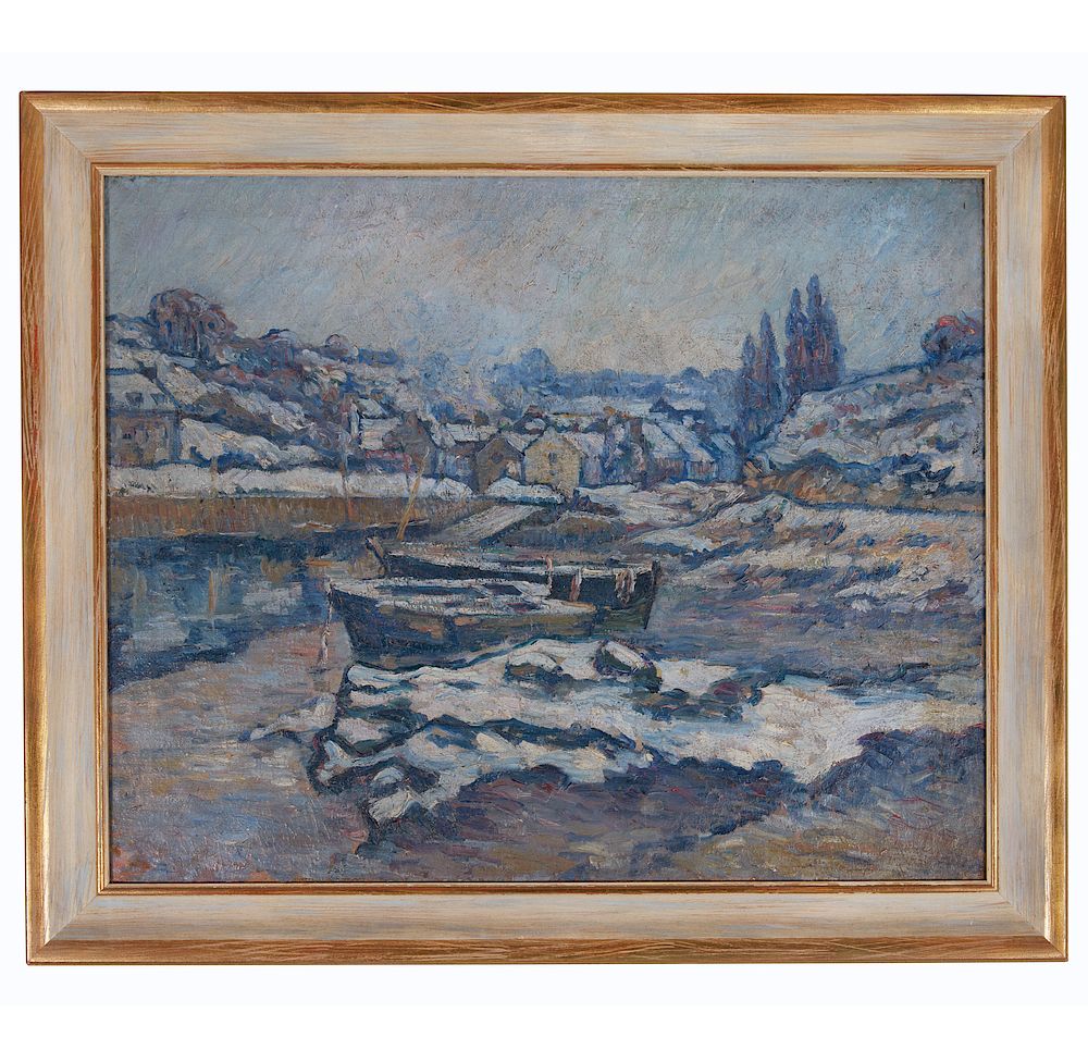 Appraisal: Oil Painting Pont Sous La Neige Framed oil on canvas