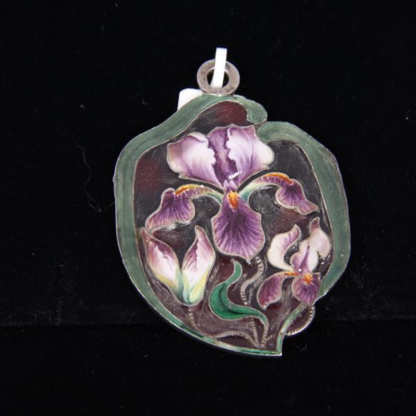 Appraisal: Plique A Jour Sterling Silver Art Nouveau French Enamel Irises