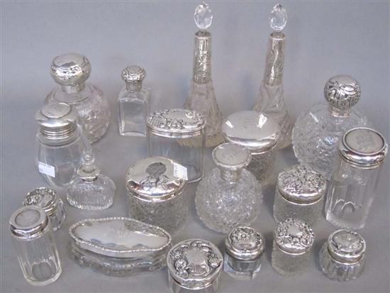 Appraisal: COLLECTION STERLING SILVER MOUNTED DRESSER ITEMS