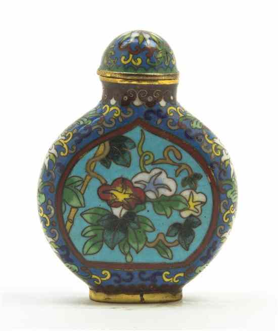 Appraisal: A Cloisonne Enamel Snuff Bottle of compressed flask form having