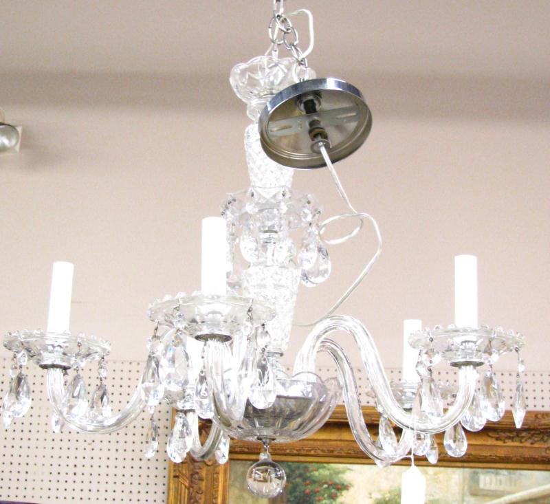 Appraisal: Five branch crystal chandelier approximately '' wide x '' high