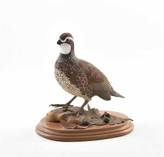 Appraisal: American painted carved wood Bob White quail dated standing on