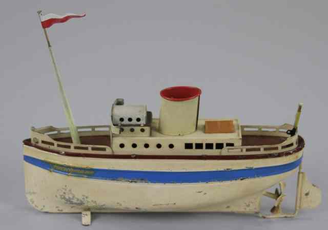 Appraisal: FLEISCHMANN OCEANLINER Clockwork driven small hand painted and lithographed tin