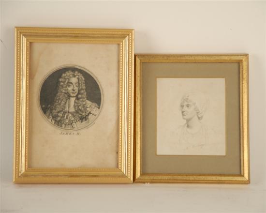 Appraisal: Two Prints James II marked Ravenet sculp H W Mrs