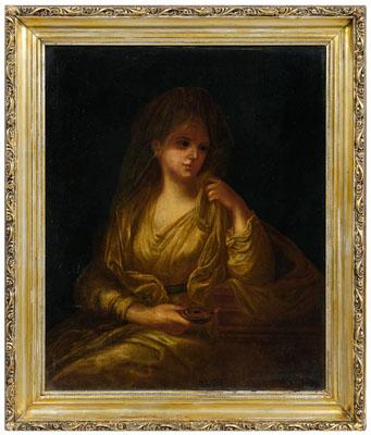 Appraisal: Painting after Angelica Kauffmann a vestal virgin holding an oil