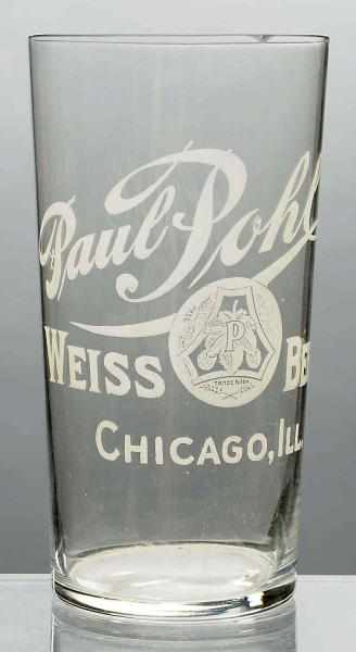 Appraisal: Paul Pohl Weiss Acid-Etched Beer Glass Joliet Some light wear