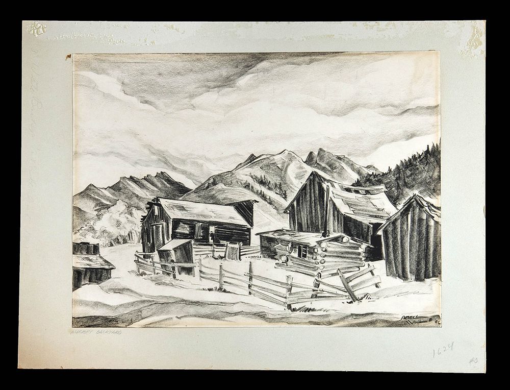 Appraisal: Signed Sibell Wolle Drawing Ashcroft Backyard Muriel Sibell Wolle American