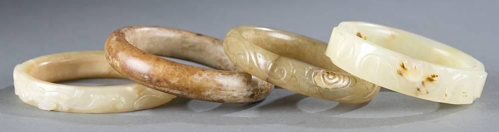 Appraisal: Group of Ching Dynasty Jade bracelets A group of Ching