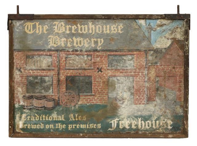 Appraisal: English double-sided pub sign early th c painted wood panel