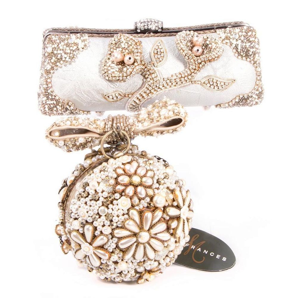 Appraisal: Two Mary Frances Beaded Floral Purse Bags both white gold