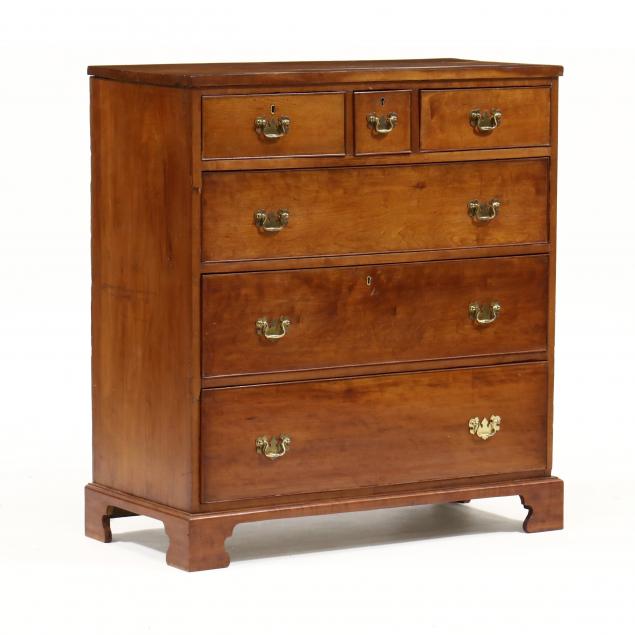 Appraisal: NEW ENGLAND FEDERAL CHERRY CHEST OF DRAWERS Circa poplar secondary