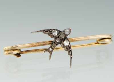 Appraisal: A Georgian Diamond Bird Pin Tested k yellow gold safety