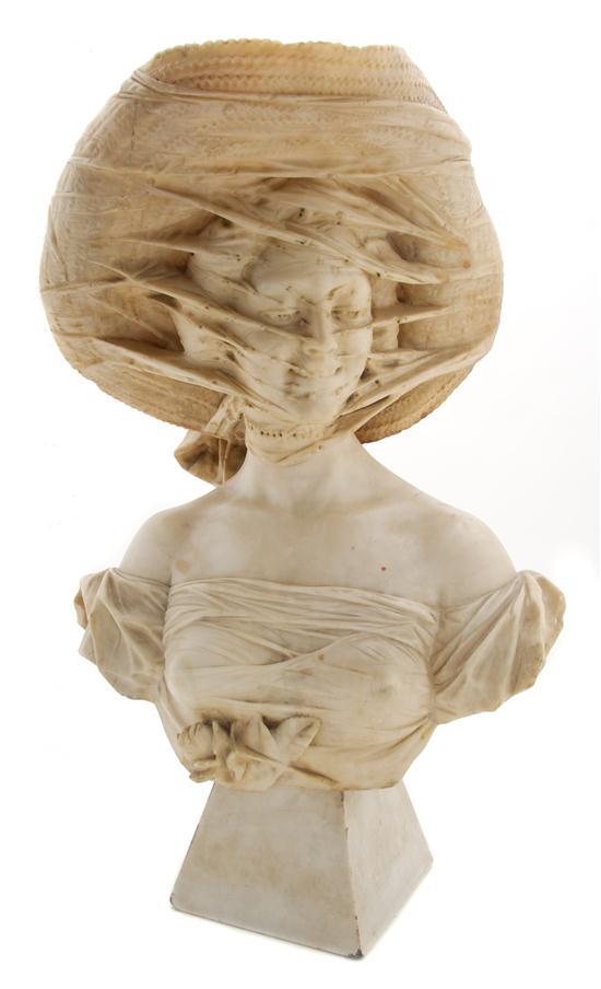 Appraisal: An Alabaster Bust of a Woman th century depicted with