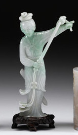 Appraisal: Chinese jadeite figure early th century Single section female figure