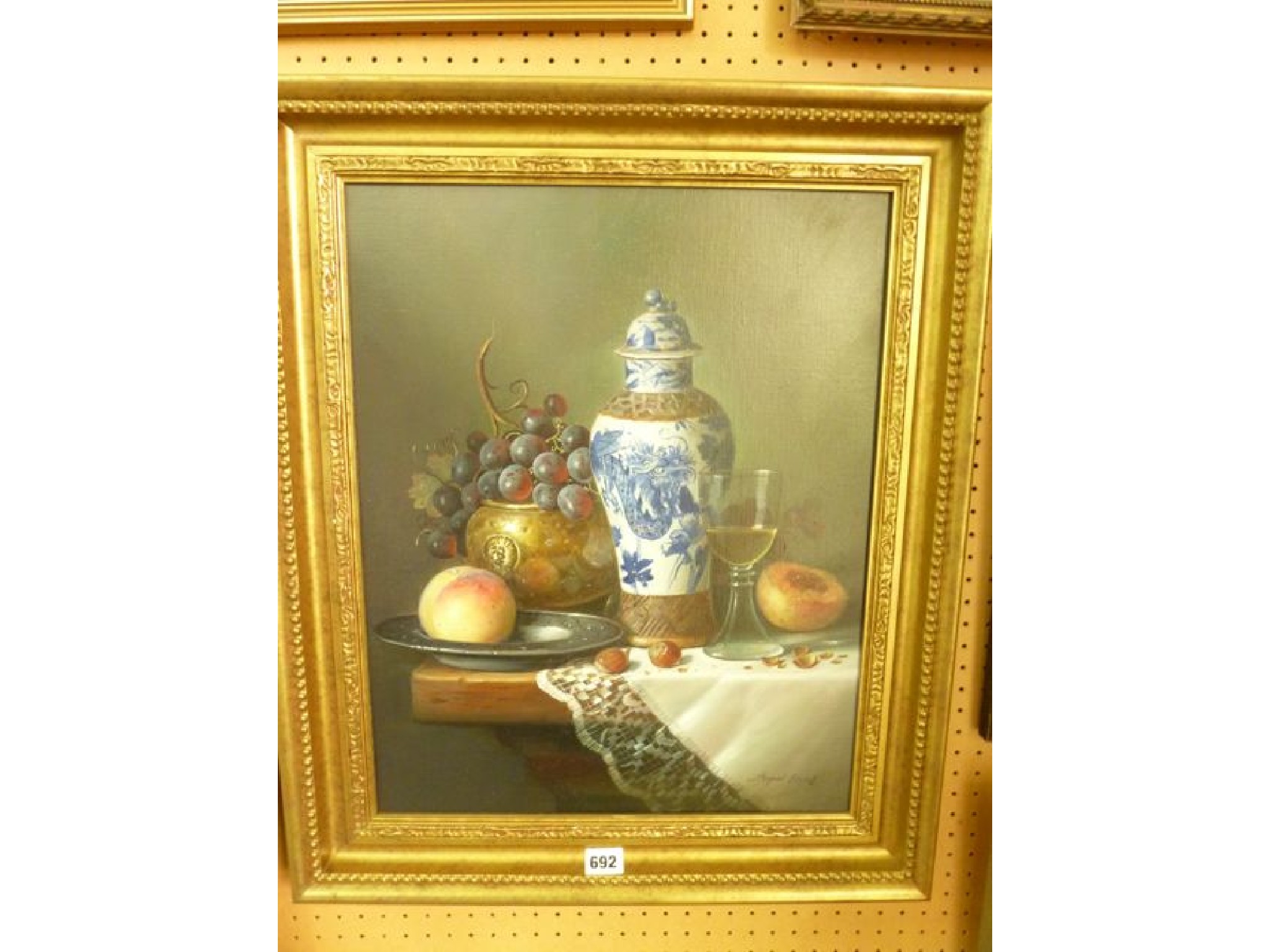 Appraisal: An oil painting on canvas of a still life with