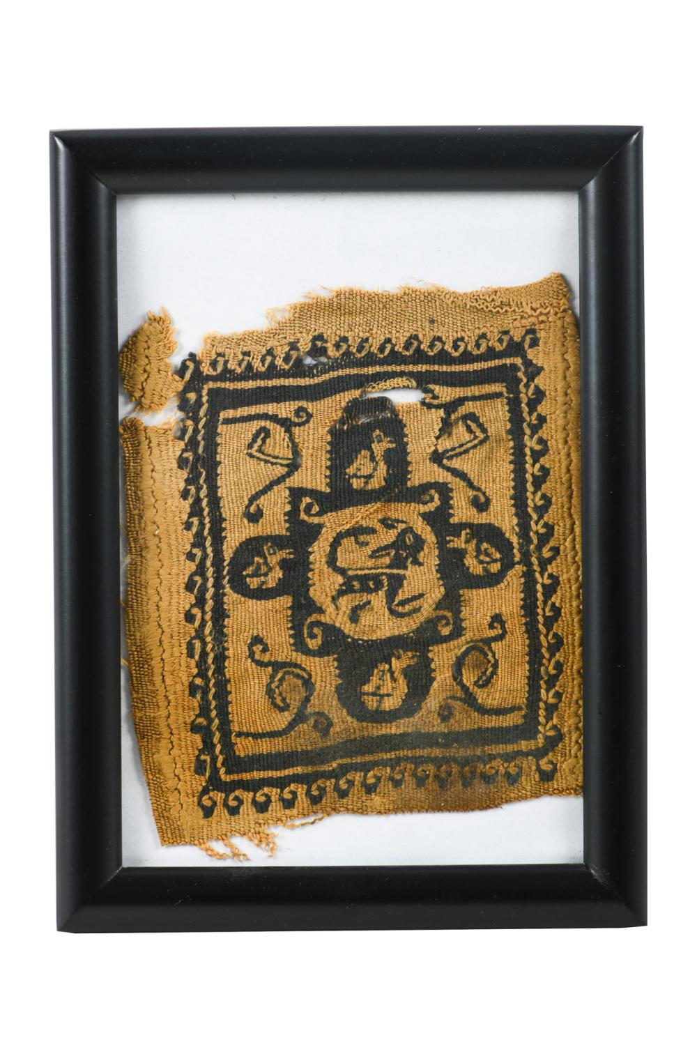 Appraisal: FRAMED COPTIC TEXTILE FRAGMENTProvenance The Estate of Evelyn Jerome Ackerman