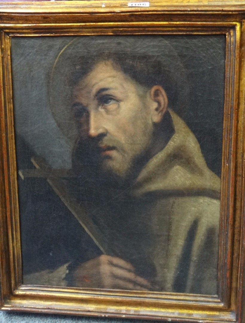 Appraisal: Follower of Carlo Dolci St Francis of Assisi oil on