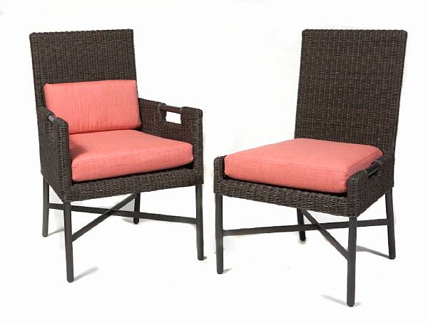 Appraisal: A group of three Thomas Pheasant outdoor dining chairs comprising