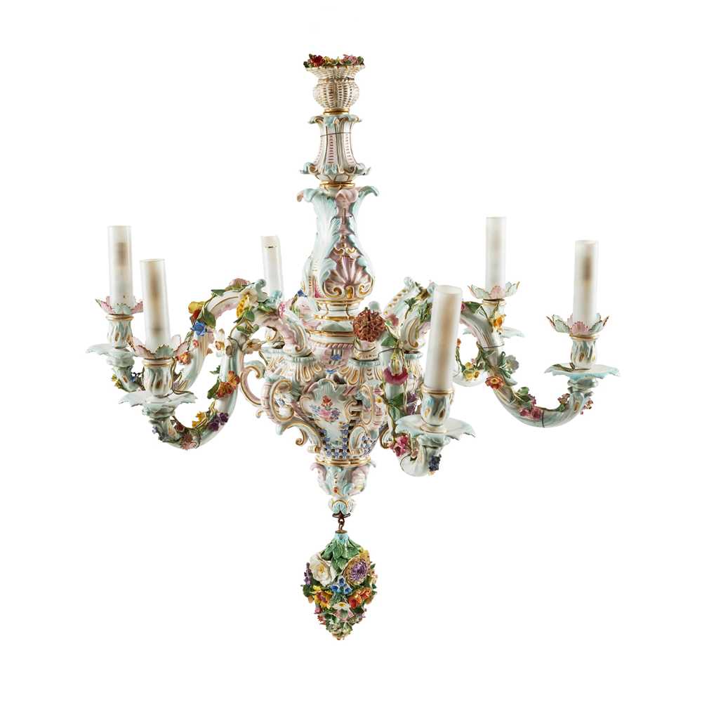 Appraisal: MEISSEN PORCELAIN FLORAL ENCRUSTED SIX BRANCH CHANDELIER LATE TH EARLY