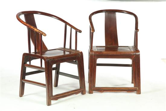 Appraisal: PAIR OF ARMCHAIRS China th century elm and other woods