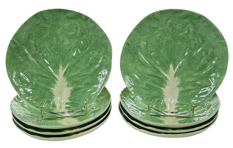 Appraisal: Set of Eight Dodie Thayer Lettuce Plates Palm Beach Florida