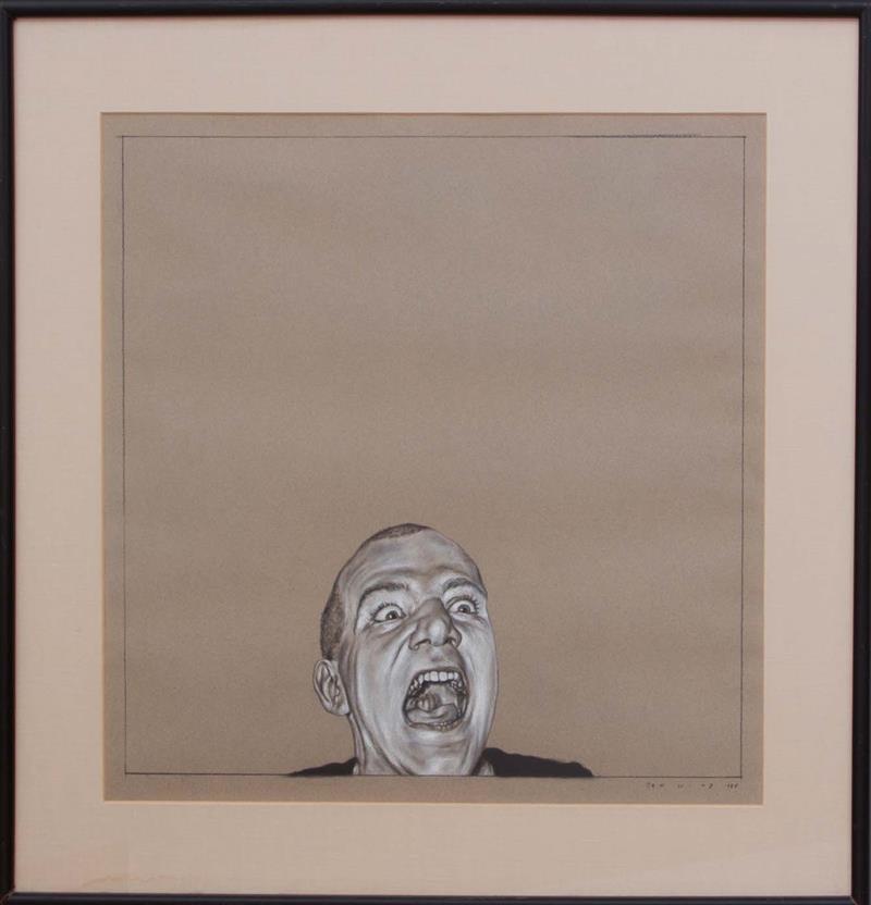 Appraisal: DAN WITZ b BALD GUY Chalk and charcoal on beige