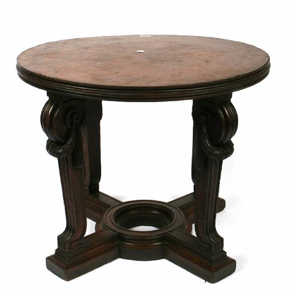 Appraisal: A Neoclassical style carved oak center table late th century