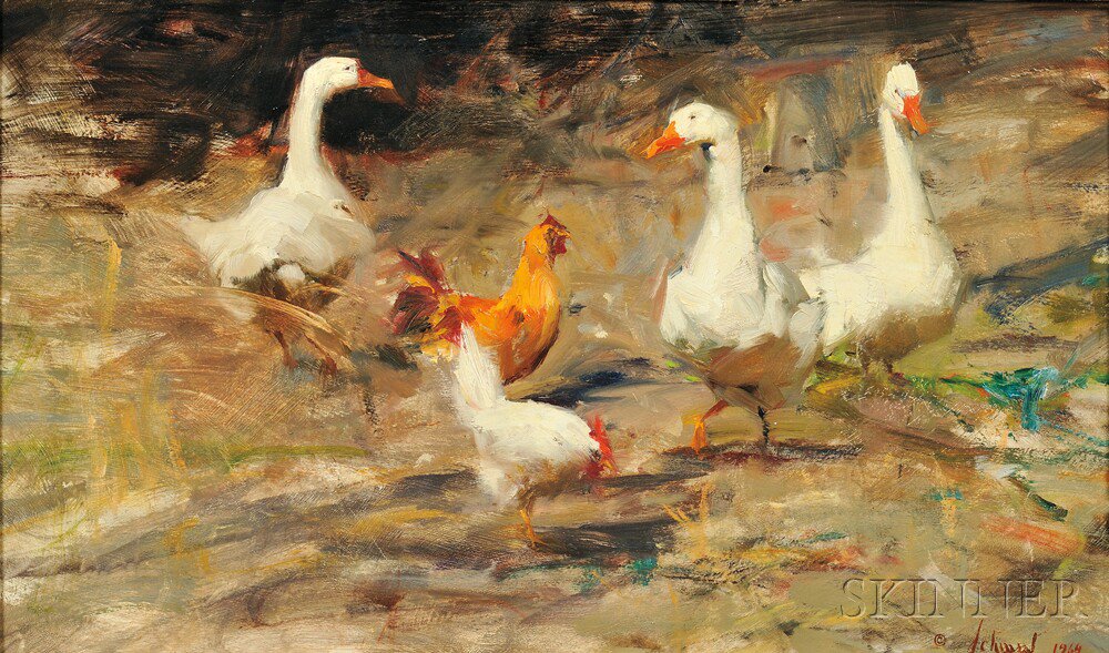 Appraisal: Richard Alan Schmid American b White Geese Signed and dated