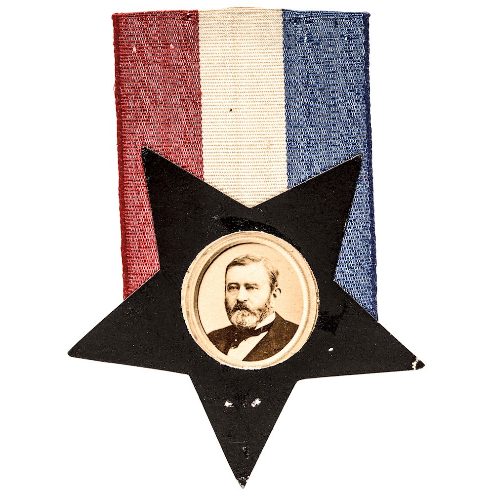 Appraisal: Ulysses S Grant Portrait Image Black Memorial Star Patriotic Silk