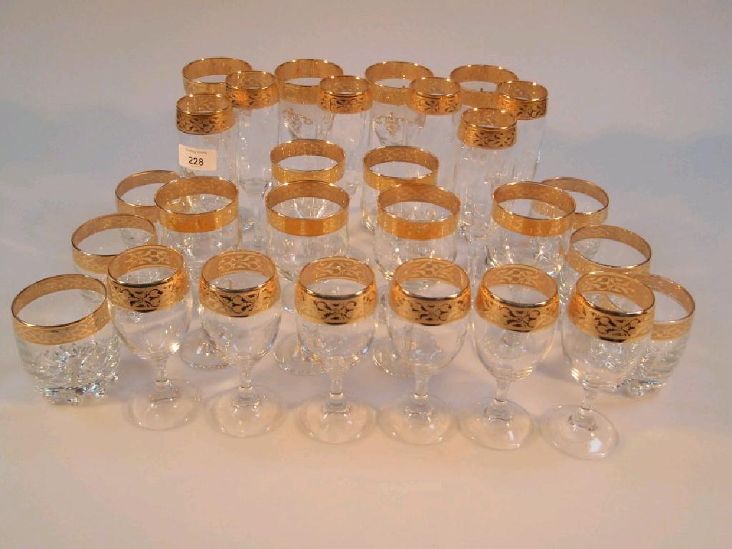 Appraisal: A suite of table glass comprising six champagne flutes wines