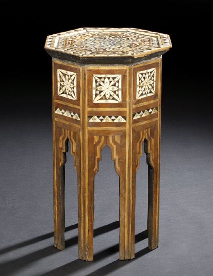 Appraisal: North African Inlaid Hardwood Occasional Table early th century of