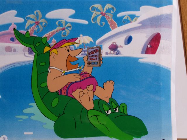 Appraisal: Two hand-painted animation cels with hand-painted backgrounds Hanna-Barbera studios one