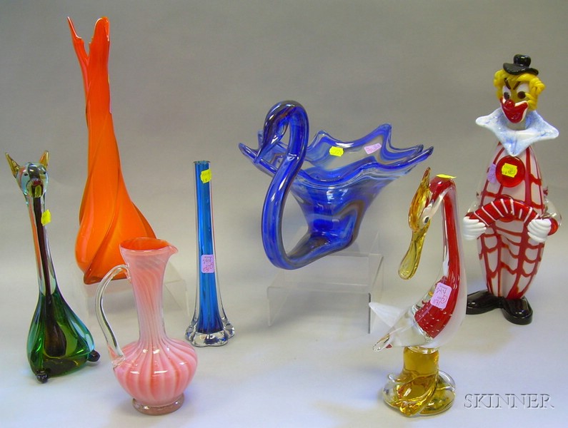 Appraisal: Seven Murano Art Glass Figurals and Vases and Sixteen Porcelain