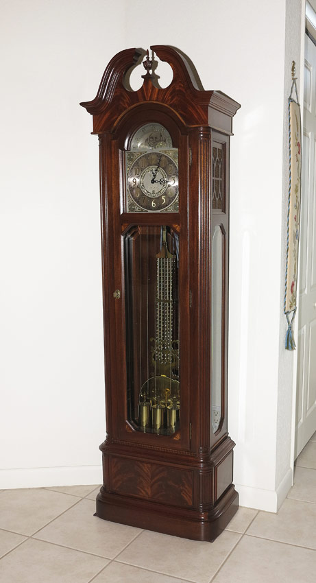 Appraisal: SETH THOMAS MOON PHASE GRANDFATHER CLOCK Mid th century flame