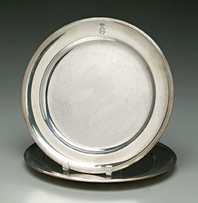 Appraisal: Pair silver trays round with reeded borders marks for -