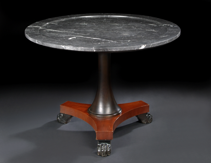 Appraisal: Continental Mahogany and Marble-Top Center Table in the neoclassical taste