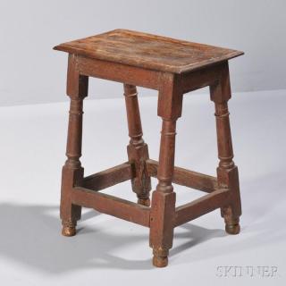 Appraisal: Oak Joint Stool late th century the rectangular top on