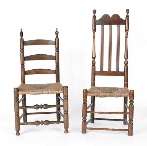 Appraisal: New England banisterback side chair ca together with a ladderback