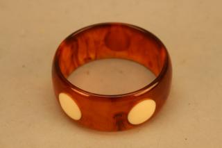 Appraisal: Vintage Amber White Polka Dot Bakelite Bangle Vintage Amber White