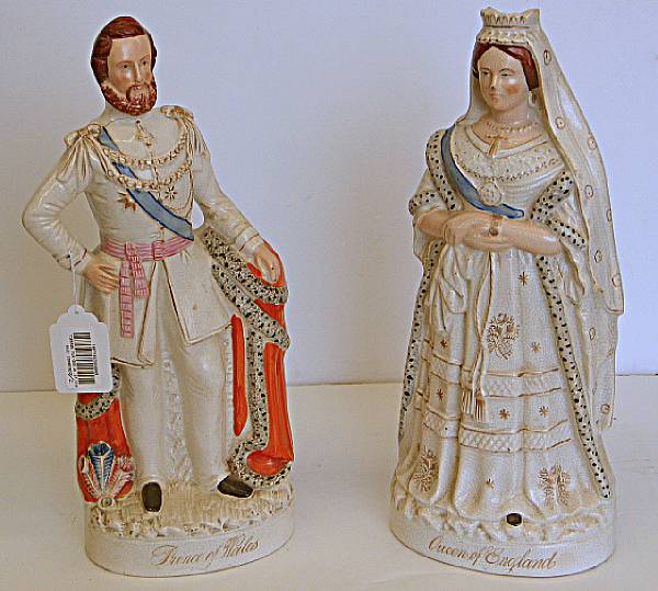 Appraisal: Two Staffordshire pottery figures of the Prince of Wales and