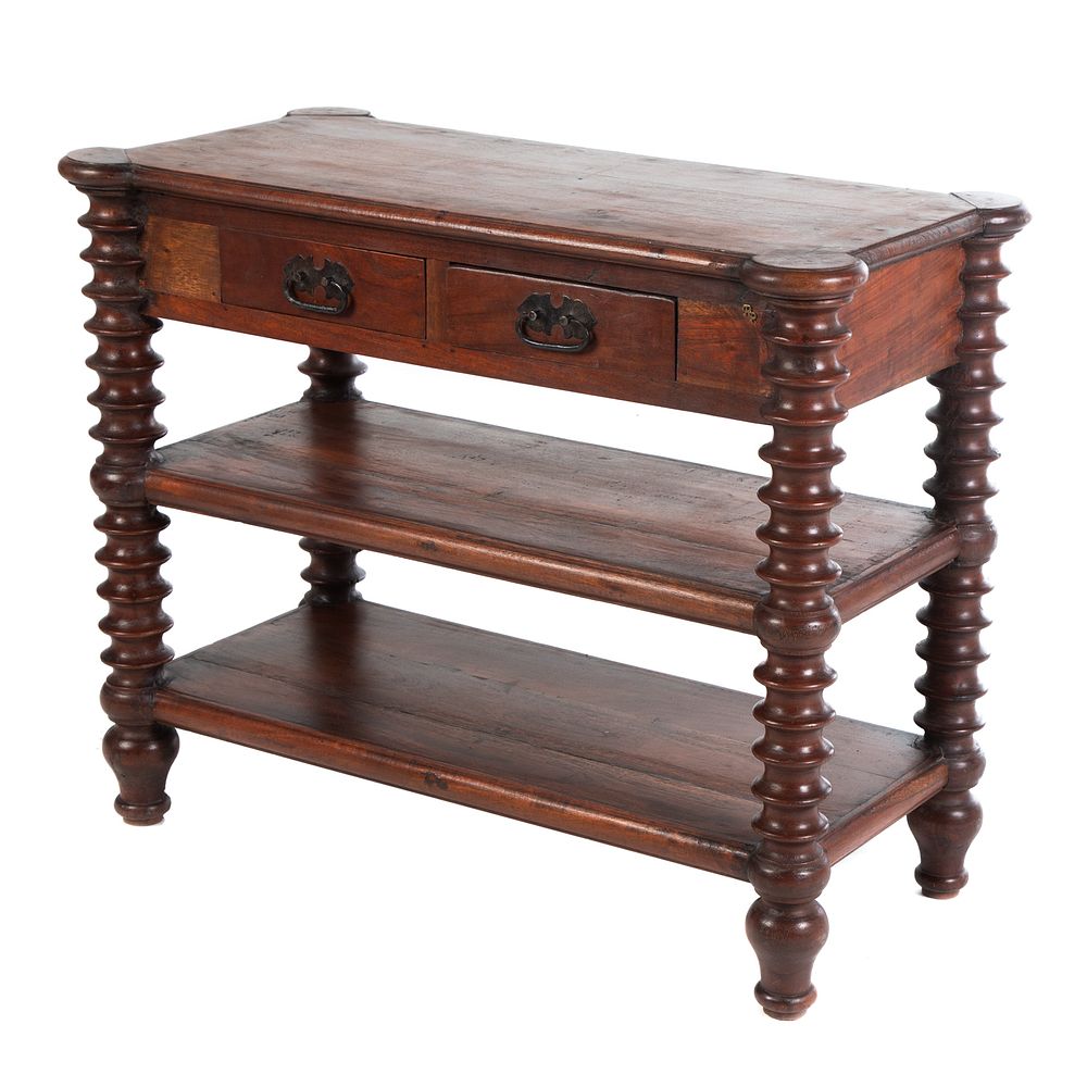 Appraisal: Arts Crafts Style Walnut Side Table With turret corners and