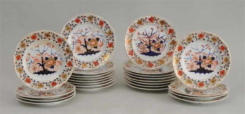 Appraisal: TWENTY FOUR DERBY ''JAPAN'' PATTERN PORCELAIN DINNER PLATES With underglaze