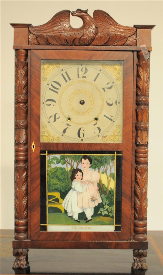 Appraisal: RILEY WHITING WINCHESTER CT - -hour wooden movement shelf clock