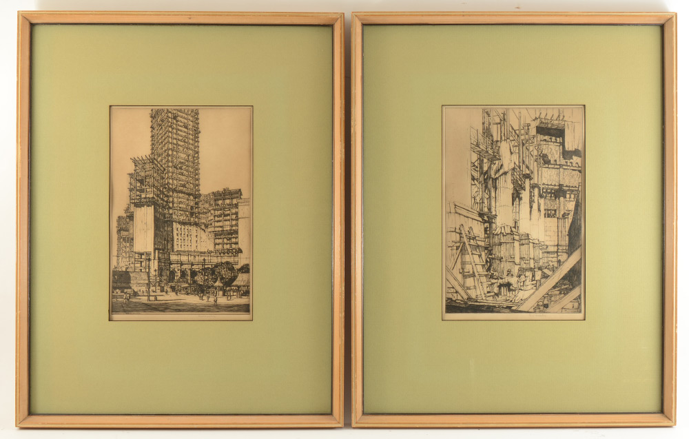 Appraisal: ROSENBERG Louis American - Etchings of Construction Work Being Done